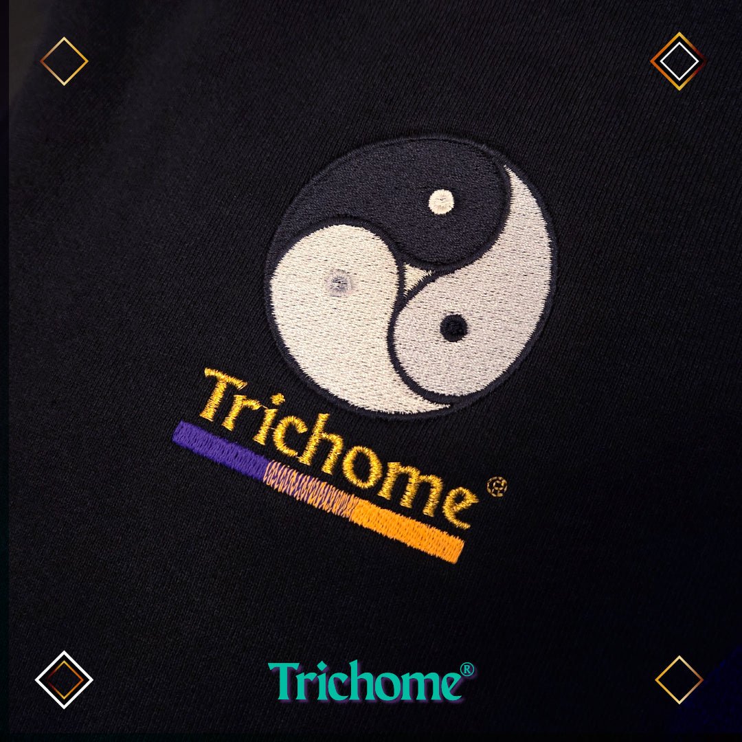 Cropped Wide Fit Heavyweight Pullover Hoodie with Center Triple Yin Yang - Trichome Seattle - Trichome - Clothing
