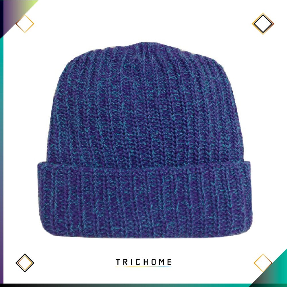 Pacific Northwest Heavy Knit Marled Beanie / Trichome Purple & Codec Teal - Trichome Seattle - Trichome - Clothing