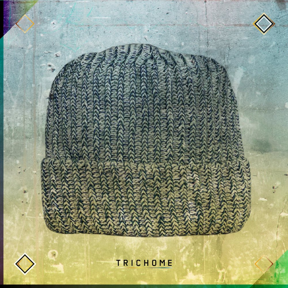 Pacific Northwest Heavy Knit Marled Beanie / White & Evening Teal - Trichome Seattle - Trichome - Clothing