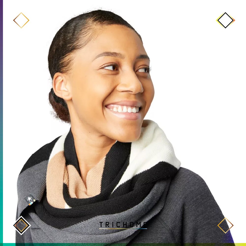 Snowline Point Pattern Scarf / Black & Camel - Trichome Seattle - Smartwool - Clothing