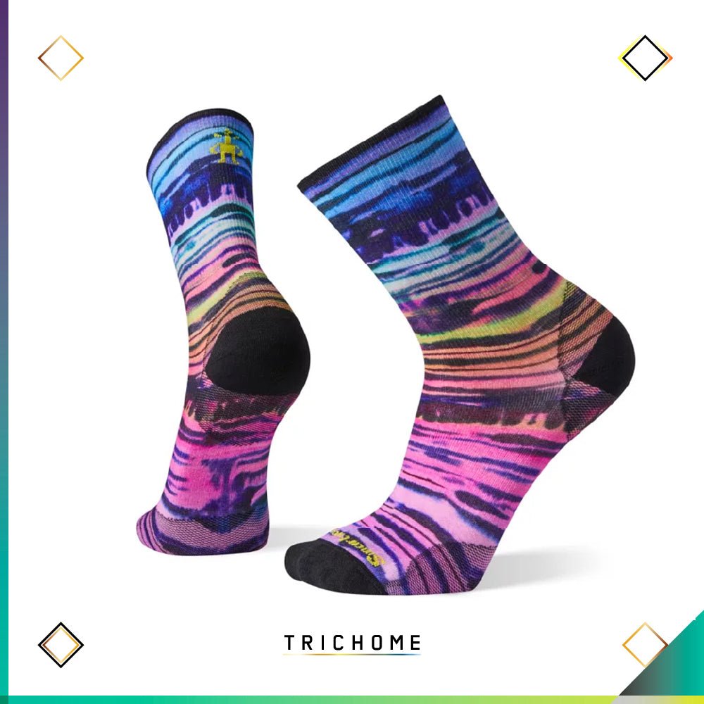 Unisex PhD® Outdoor Ultra Light Watercolor Stripe Print Crew Socks - Trichome Seattle - Smartwool - Clothing