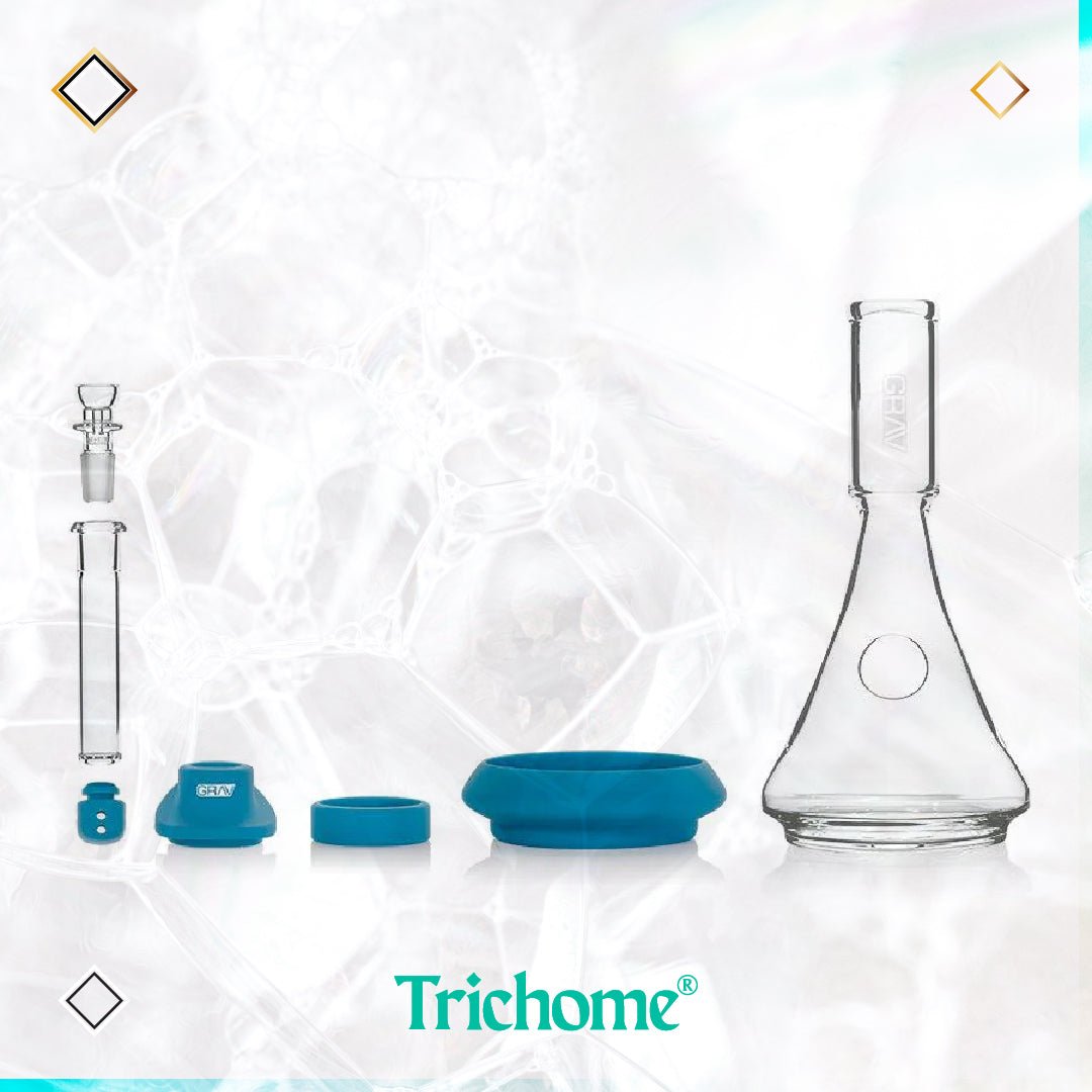 9.5" Deco Beaker in Silicone - Trichome Seattle - Grav - Glass