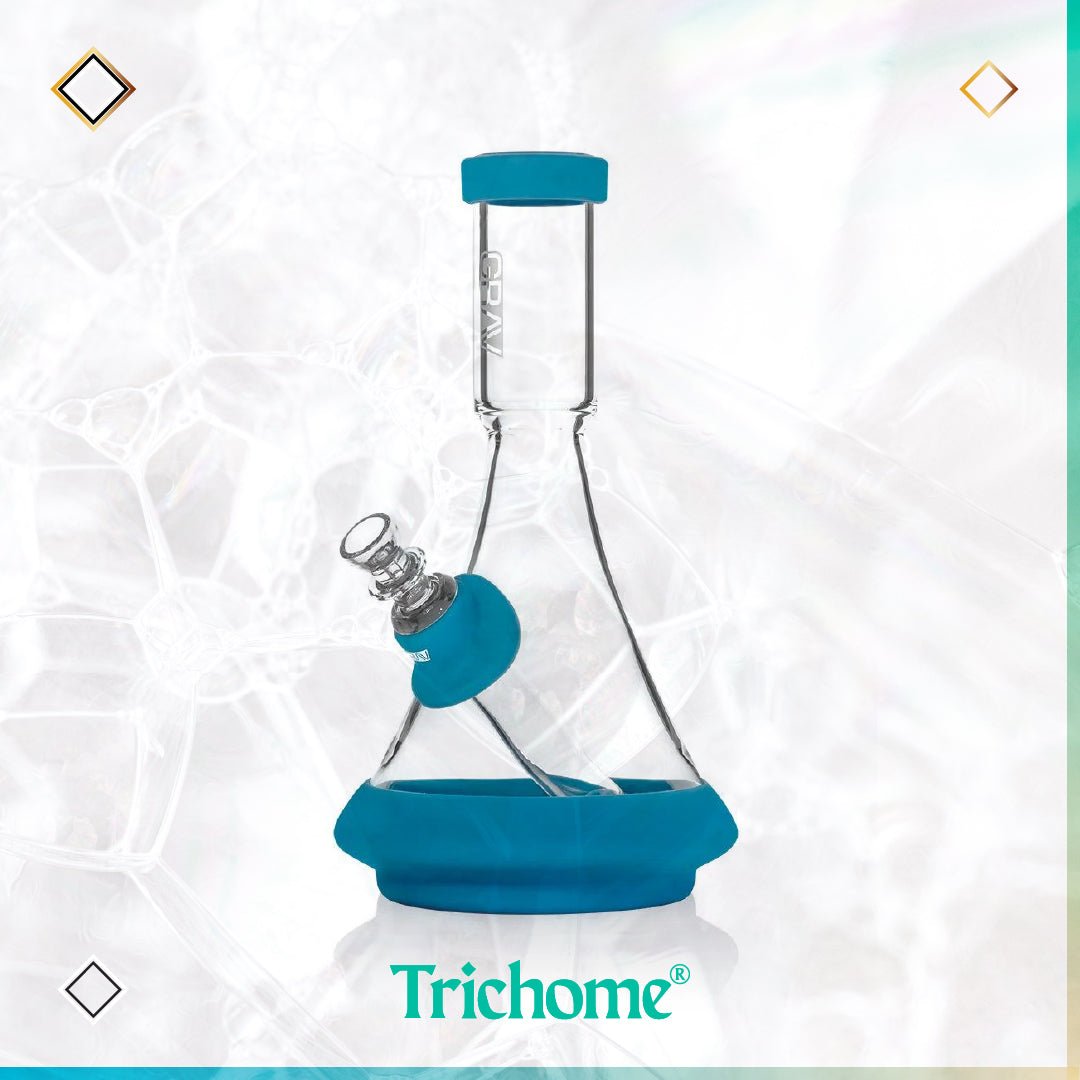 9.5" Deco Beaker in Silicone - Trichome Seattle - Grav - Glass