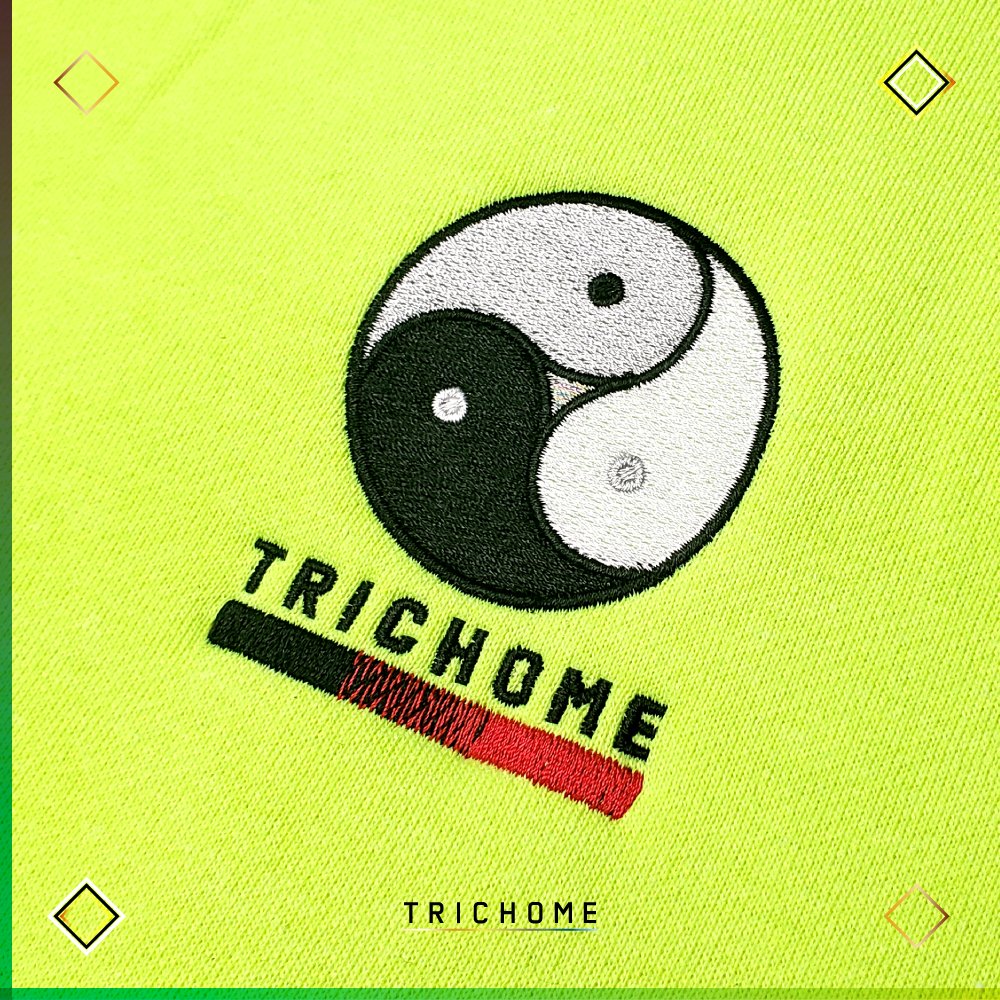 Acid Yellow Triple Yin Yang Pullover Hoodie - Trichome Seattle - Trichome - Clothing