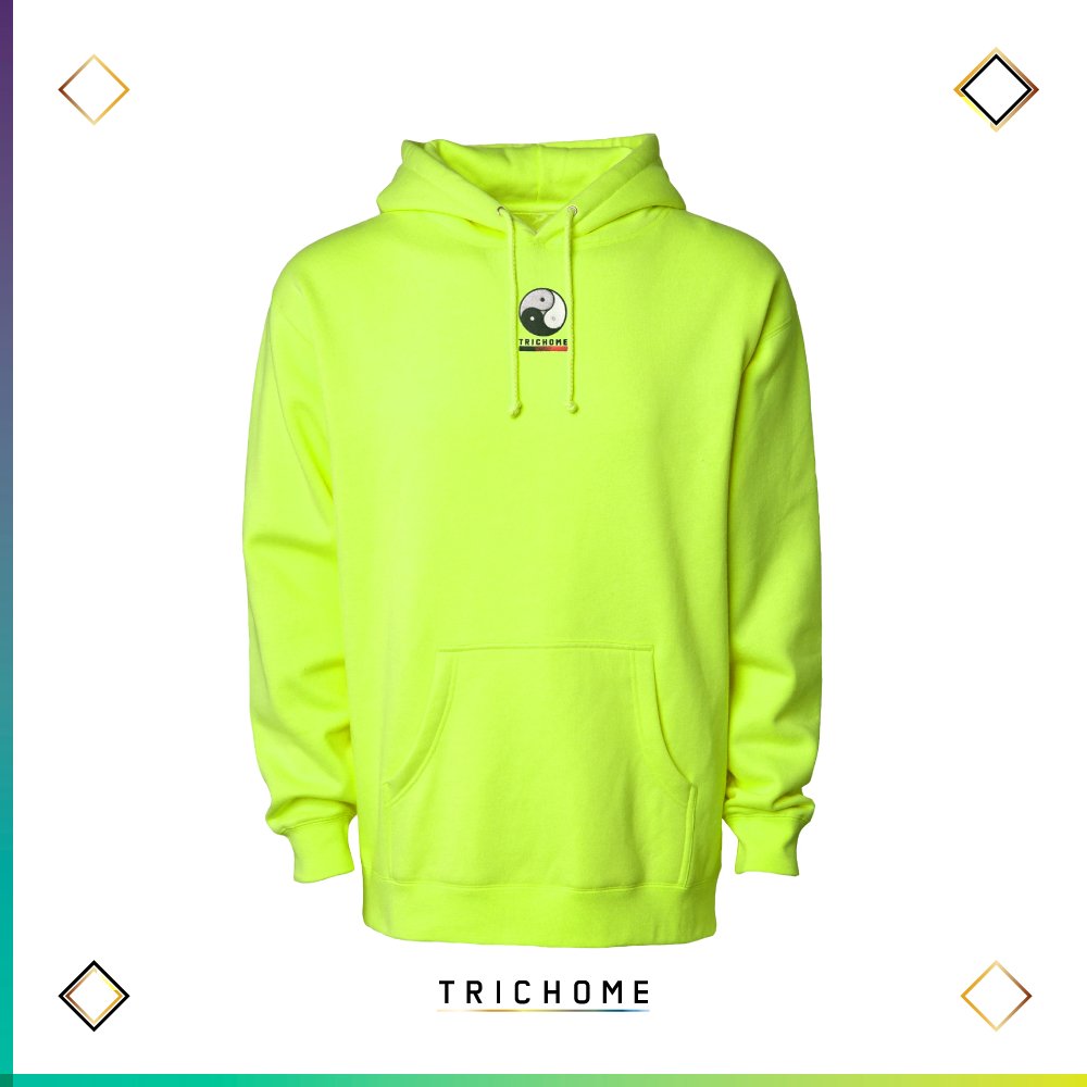 Acid Yellow Triple Yin Yang Pullover Hoodie - Trichome Seattle - Trichome - Clothing