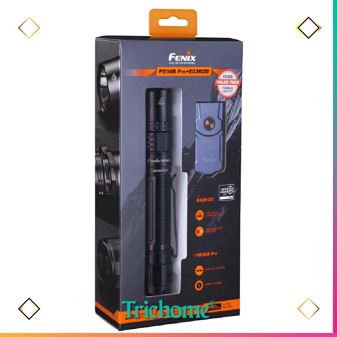 Fenix PD36R PRO + E03R V2.0 Rechargeable Flashlight Gift Set - Trichome Seattle - Fenix - Flashlights