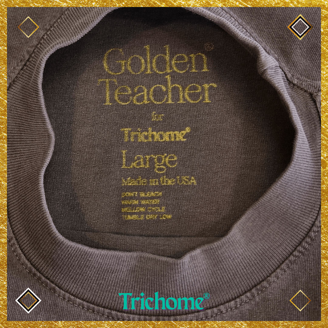 Golden Teacher Calligraphy Boxy SS Tee - Trichome Seattle - Golden Teacher - Clothing