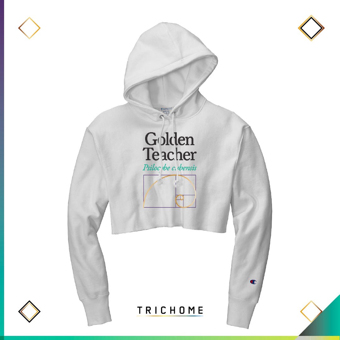 Golden Teacher Crop Hoodie (Champion Reverse Weave) - Trichome Seattle - Trichome - Clothing