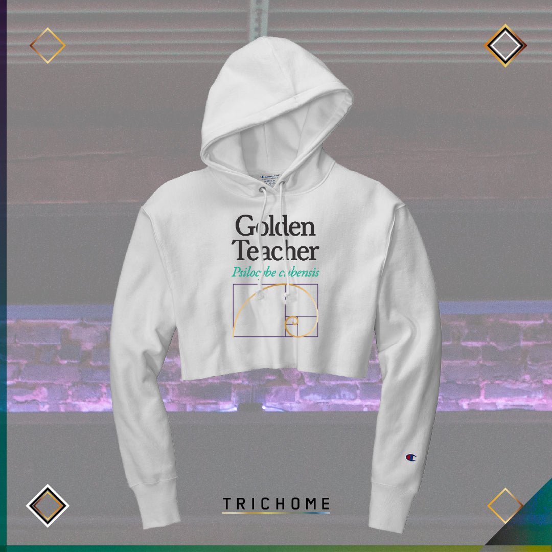 Golden Teacher Crop Hoodie (Champion Reverse Weave) - Trichome Seattle - Trichome - Clothing