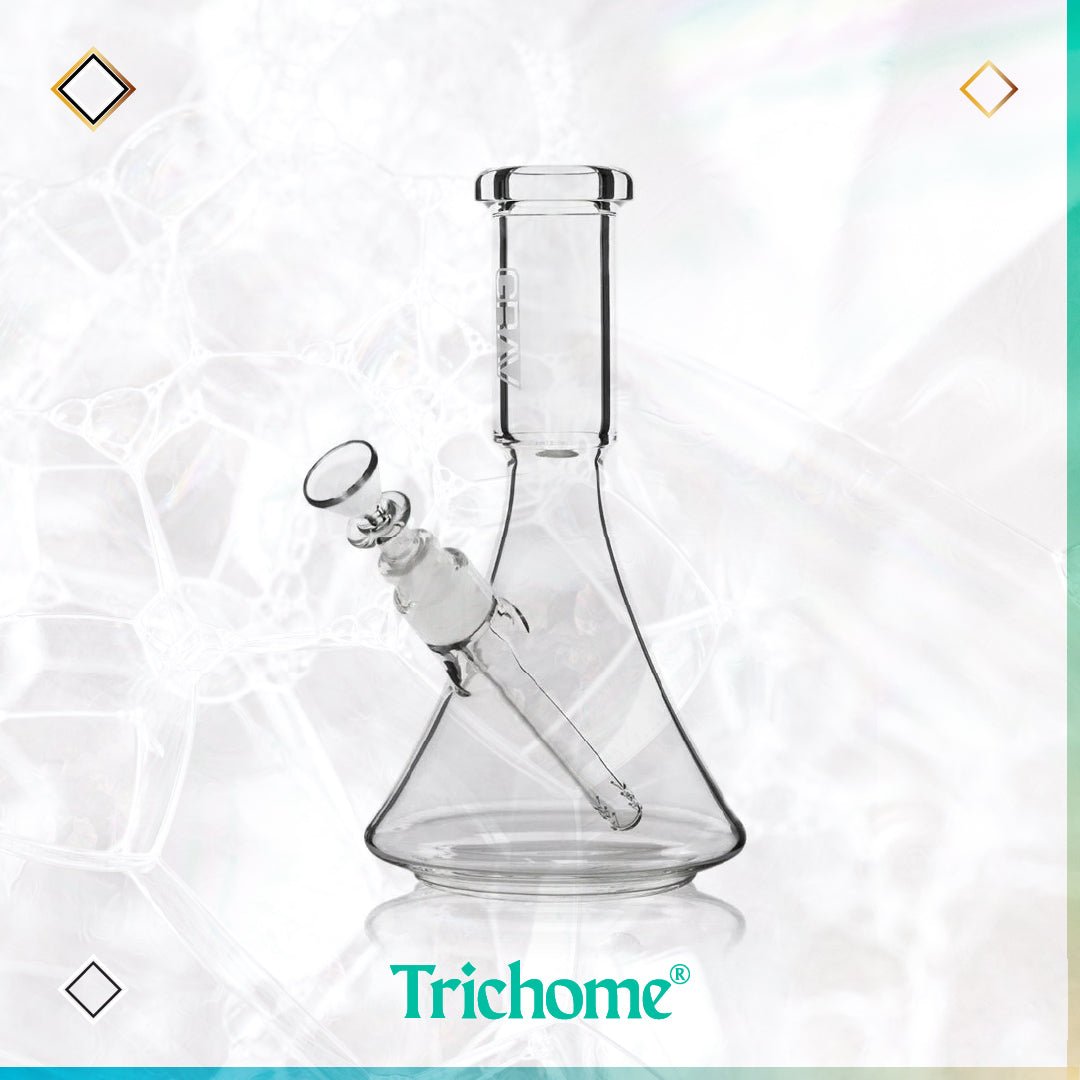 Medium Deco Beaker Base Water Pipe - Trichome Seattle - Grav - Glass