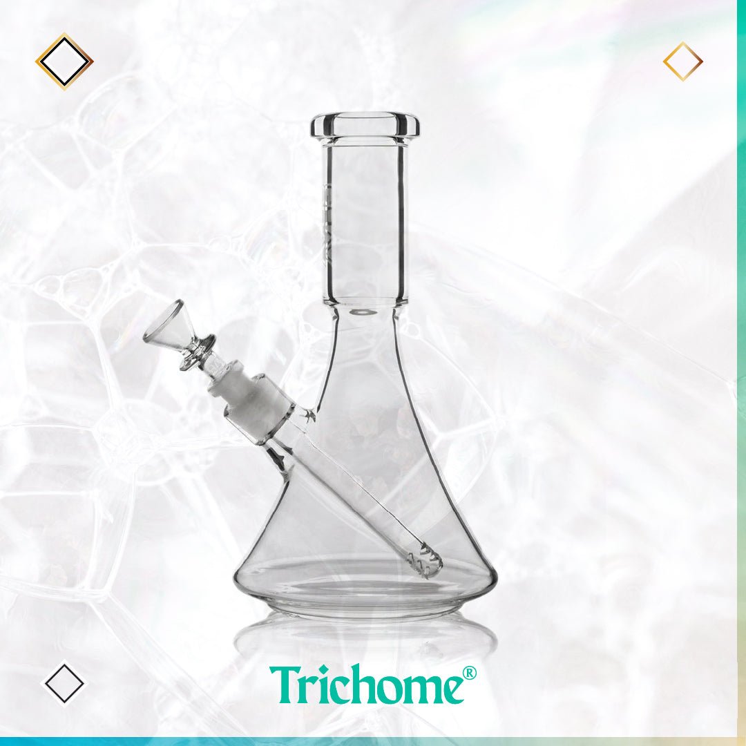 Medium Deco Beaker Base Water Pipe - Trichome Seattle - Grav - Glass