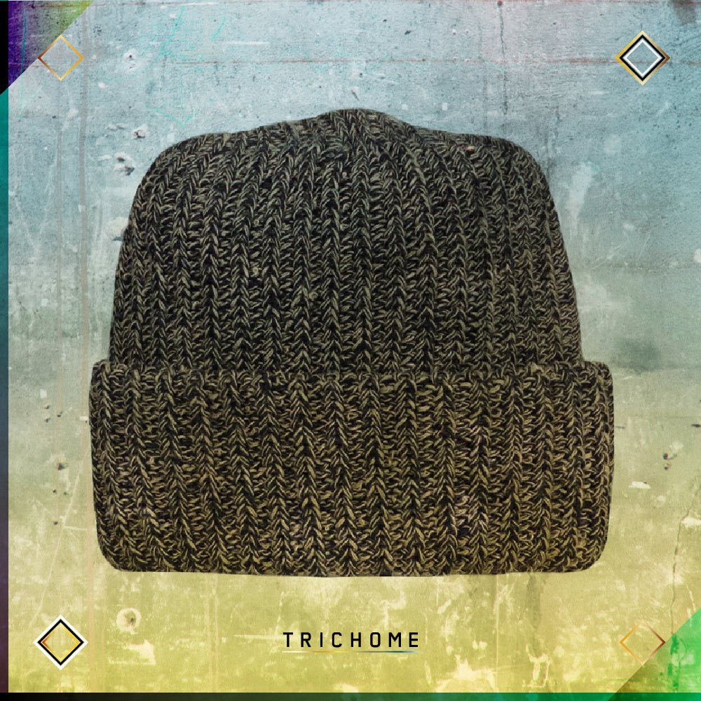 Pacific Northwest Heavy Knit Marled Beanie / Black & Taupe - Trichome Seattle - Trichome - Clothing
