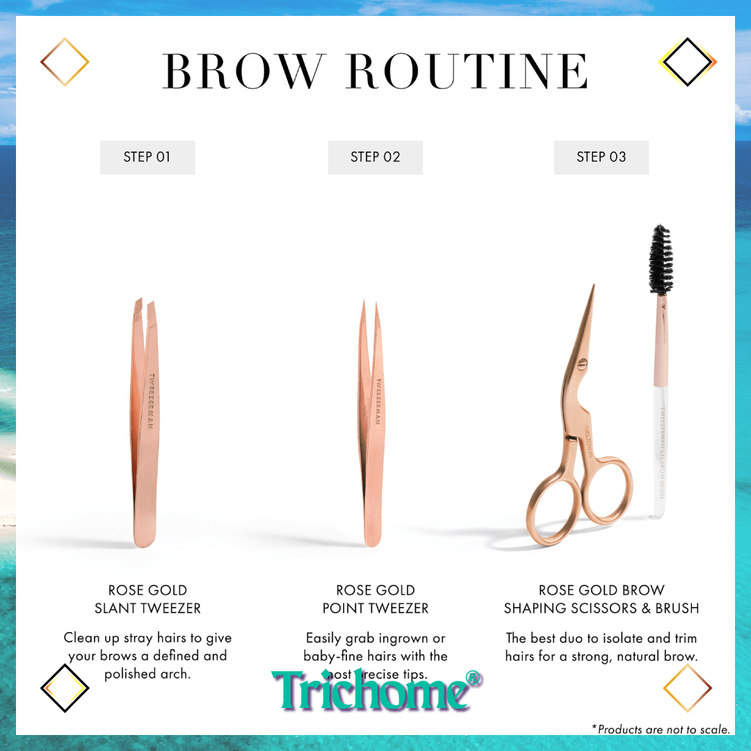 Rose Gold Brow Shaping Scissors and Brush - Trichome Seattle - Tweezerman - Personal Care