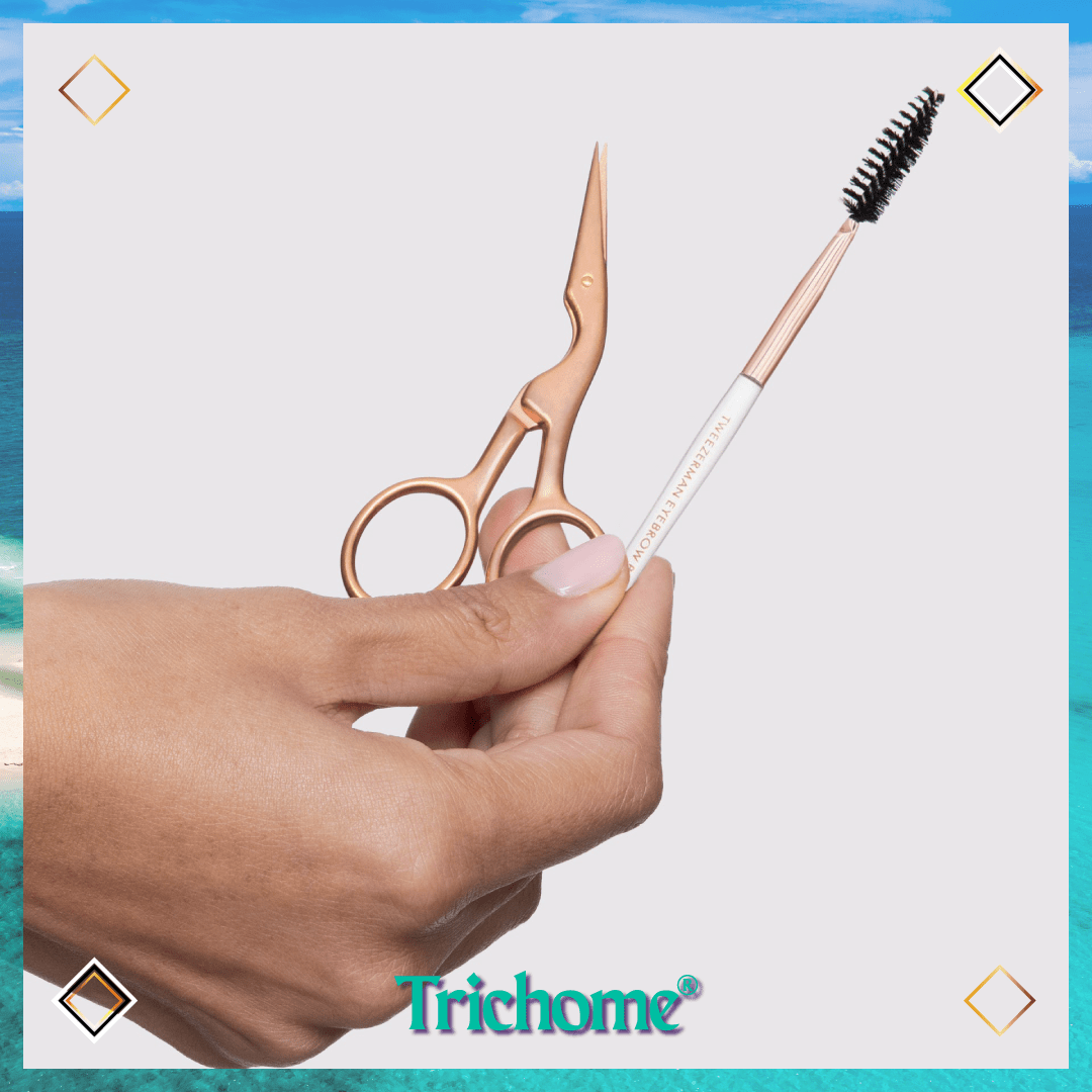 Rose Gold Brow Shaping Scissors and Brush - Trichome Seattle - Tweezerman - Personal Care