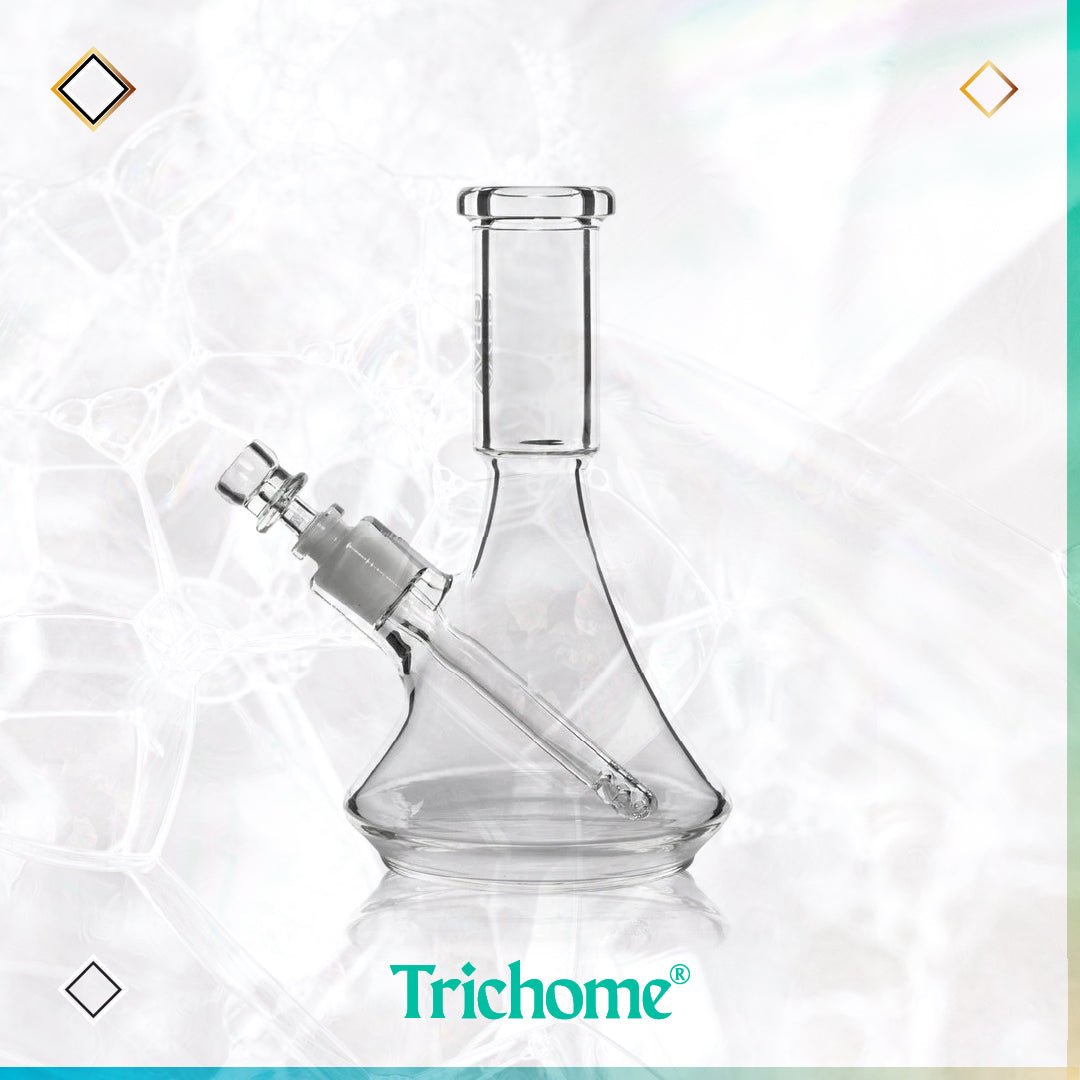 Small Deco Beaker Base Water Pipe - Trichome Seattle - Grav - Glass