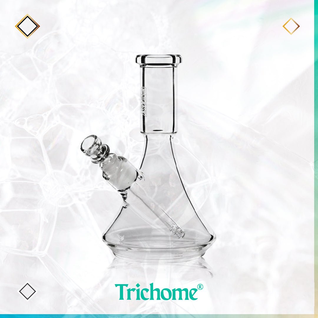 Small Deco Beaker Base Water Pipe - Trichome Seattle - Grav - Glass