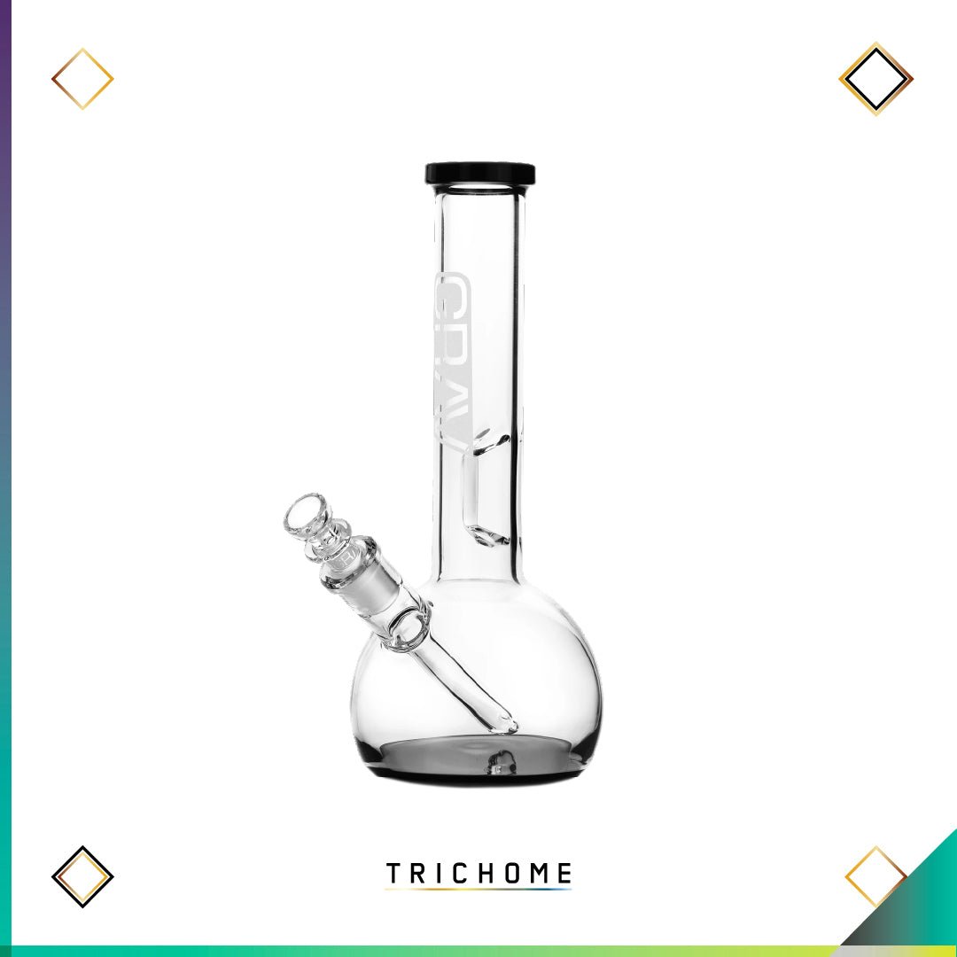 Small Round Base Water Pipe - Trichome Seattle - Grav - Glass