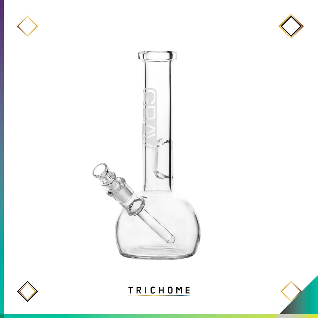 Small Round Base Water Pipe - Trichome Seattle - Grav - Glass