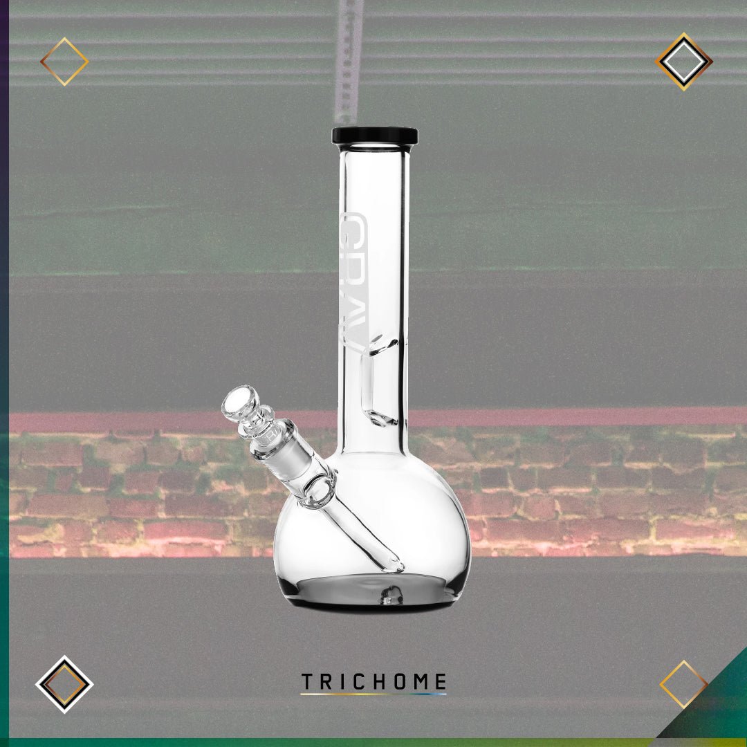 Small Round Base Water Pipe - Trichome Seattle - Grav - Glass