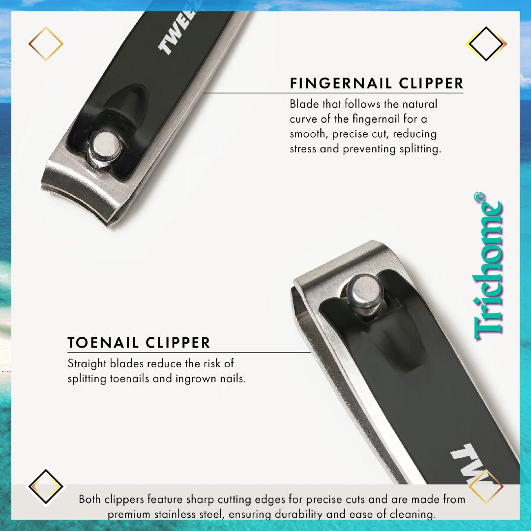 Stainless Steel with Black Handles Nail Clipper Set - Trichome Seattle - Tweezerman - Personal Care