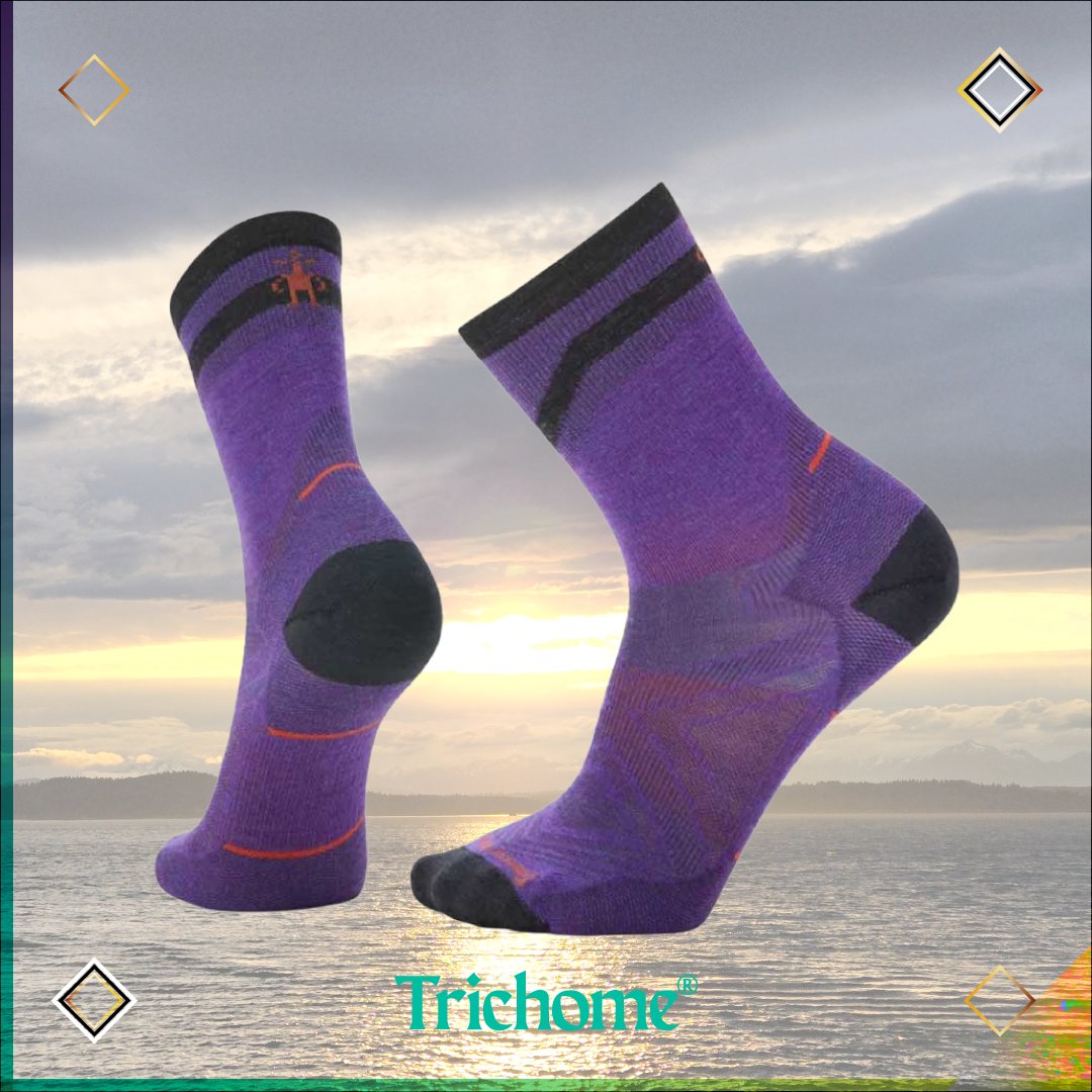 Unisex Run Zero Cushion Mid Crew Pattern Socks - Trichome Seattle - Smartwool - Clothing