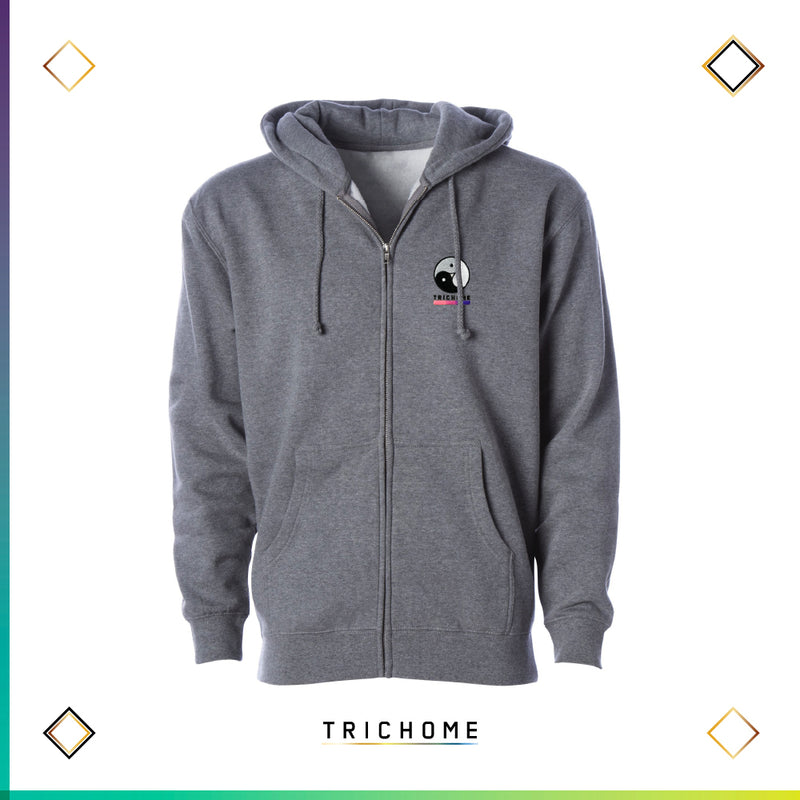 Deep Smoke Heather Triple Yin Yang Zip Hoodie